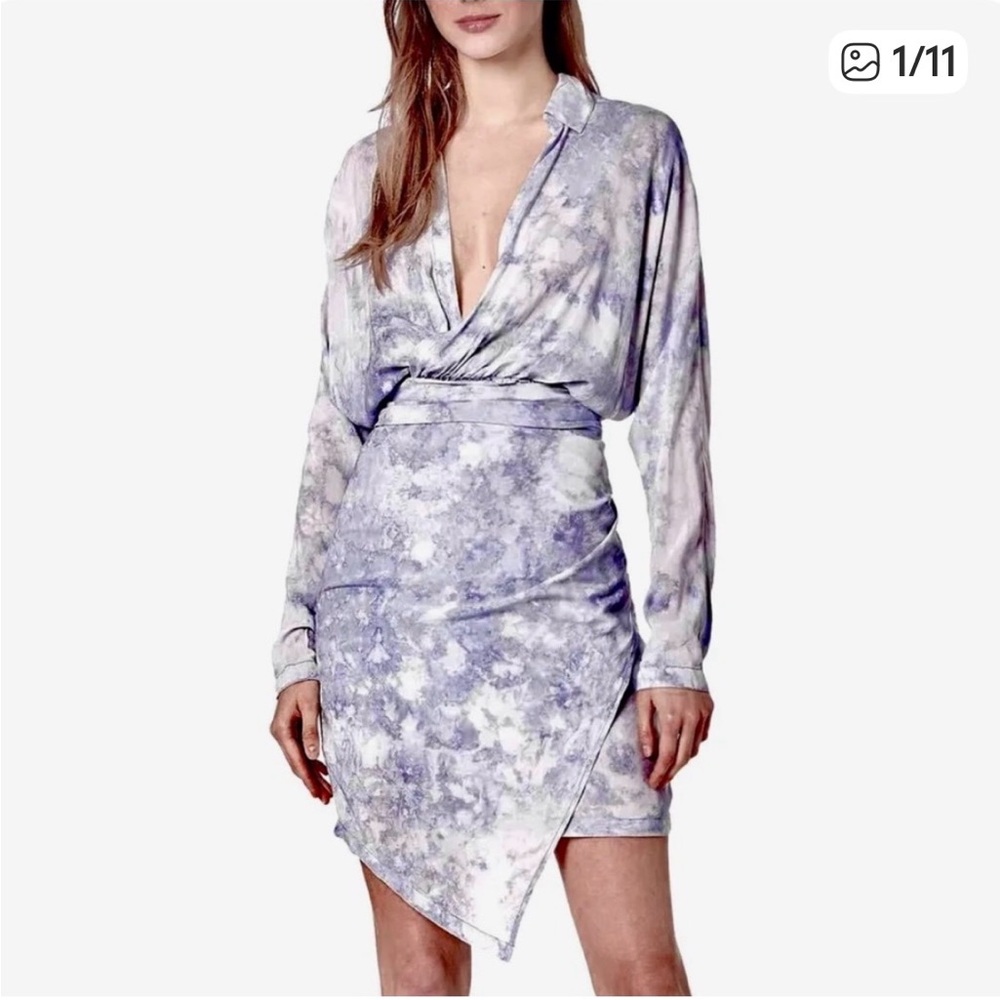 Elegant Purple Tie-Dye Wrap Dress young broke and fabulous size Small NWT